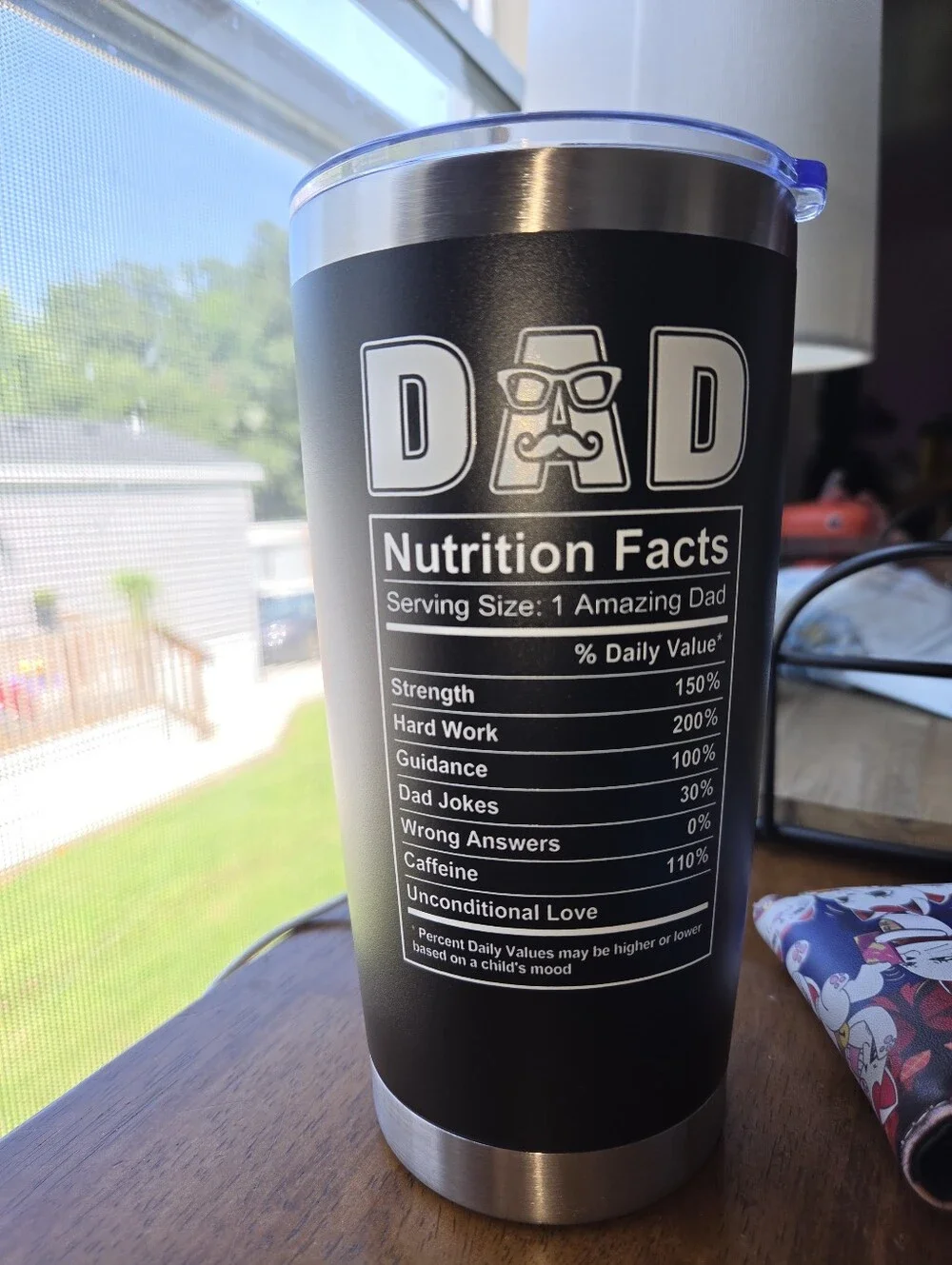 Dad Nutrition Facts Black Insulated Tumbler
